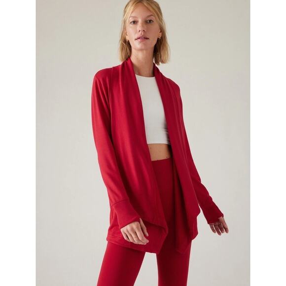 Athleta Sweaters - Athleta Pranayama Red Wrap Cardigan Athlesuire Activewear Loungewear- Size 1X